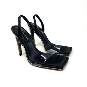 Good‎ American Open Square Toe Heels Black Size 8.5 GA120KD-E